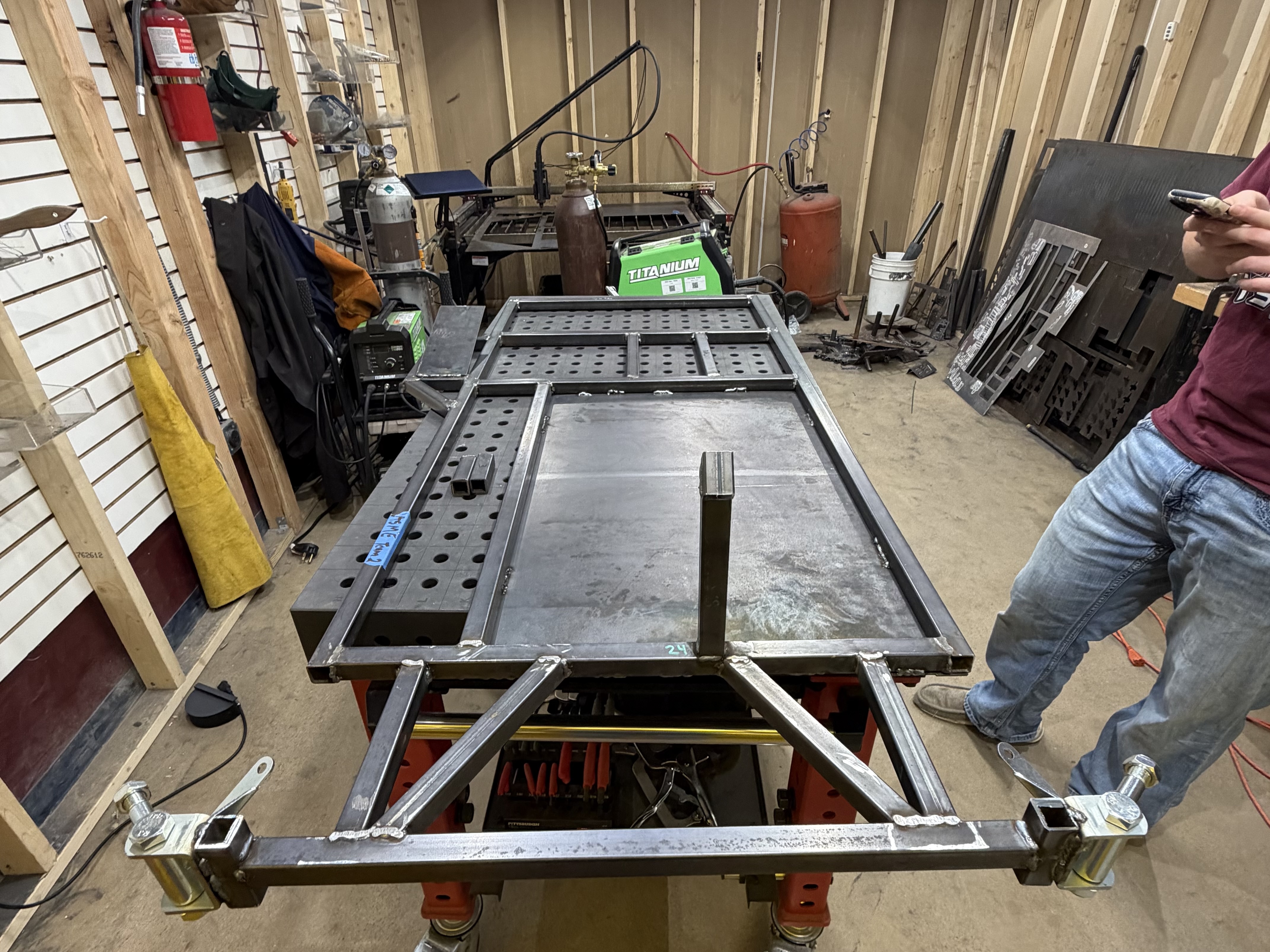 Fully welded frame with floorpan and mounting plates