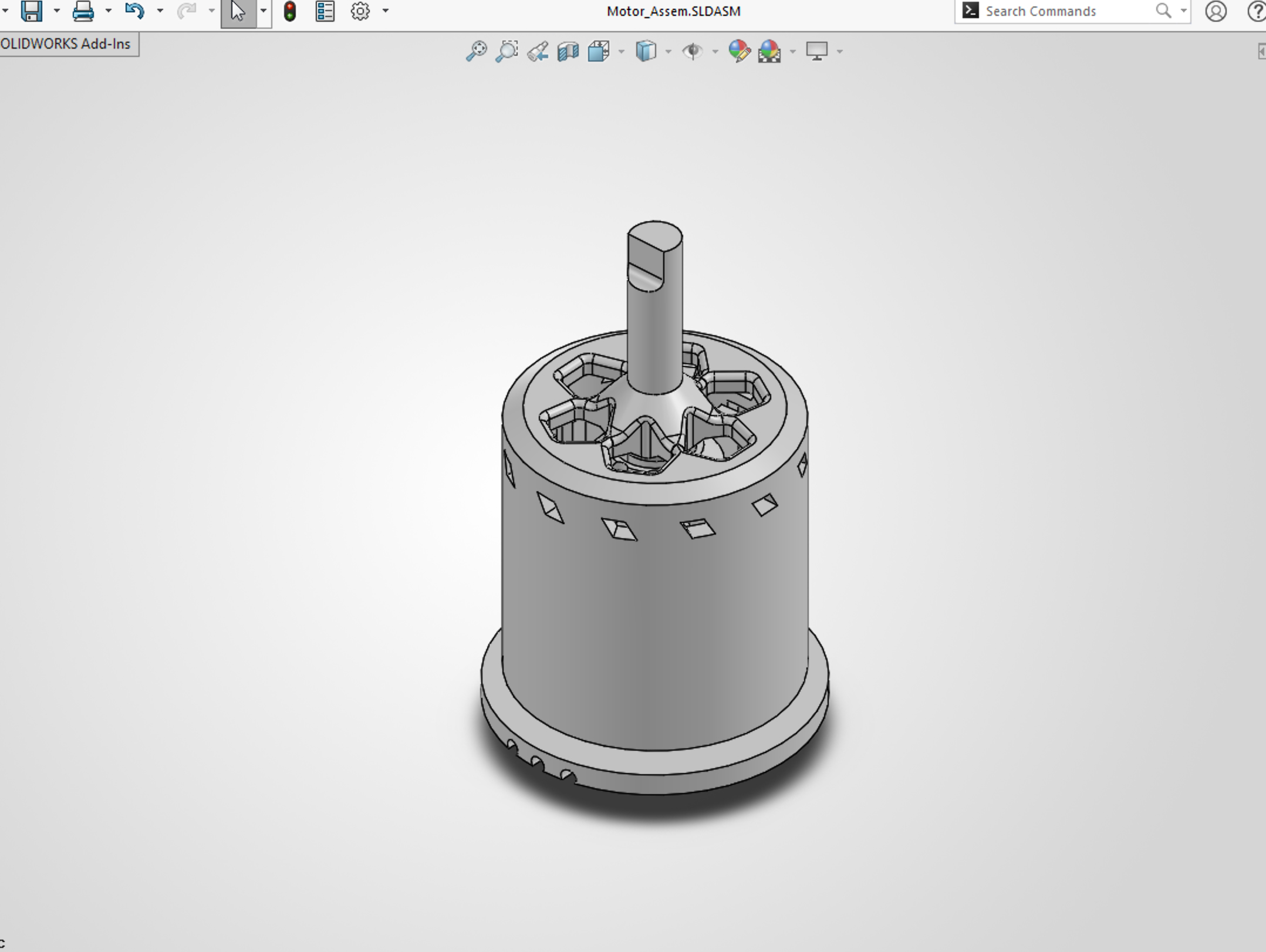SOLIDWORKS assembly model of 3D-printed BLDC motor